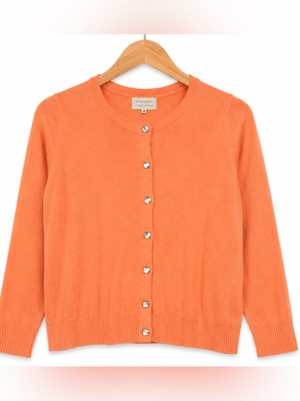 Avenue Coral Cardigan Sweater Size 18/20 Lightweight Button Front Rhinestone